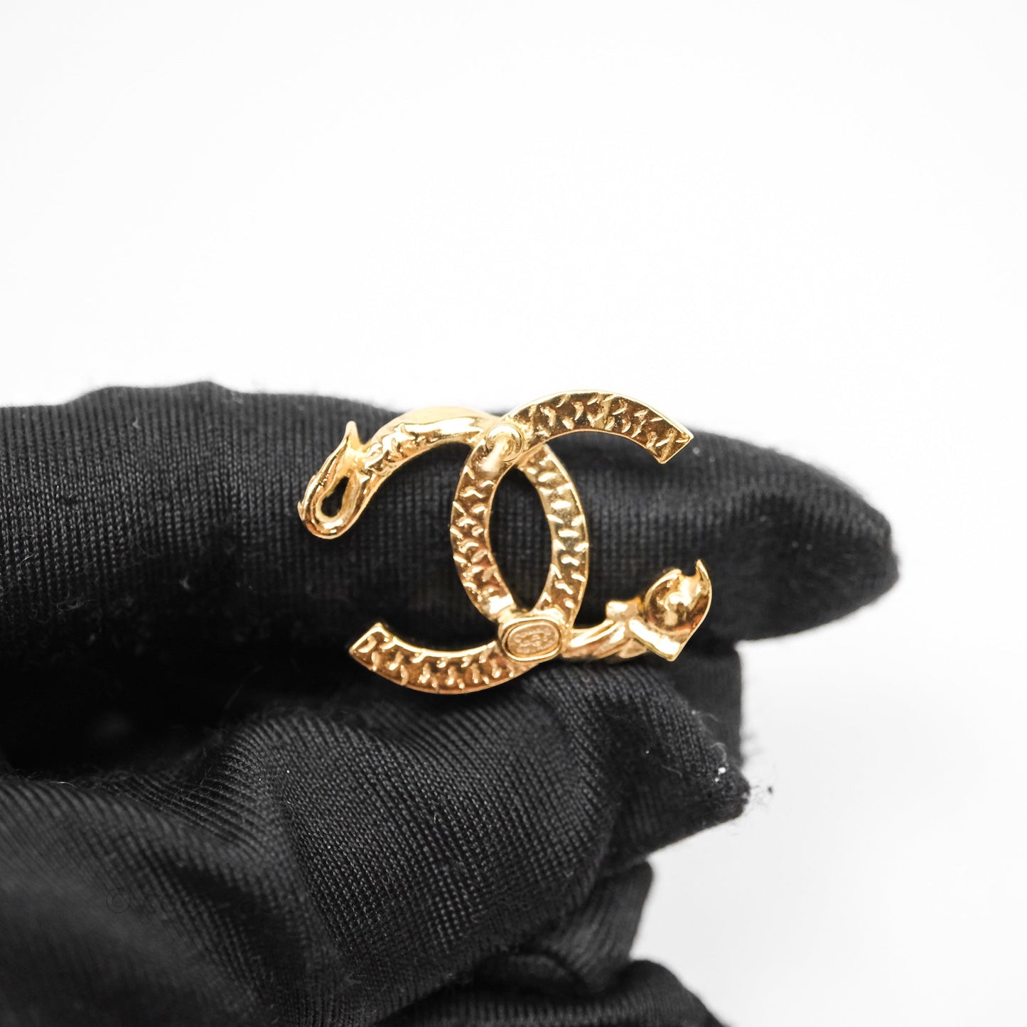 Chanel CC Crystals Earrings Gold Tone 23C