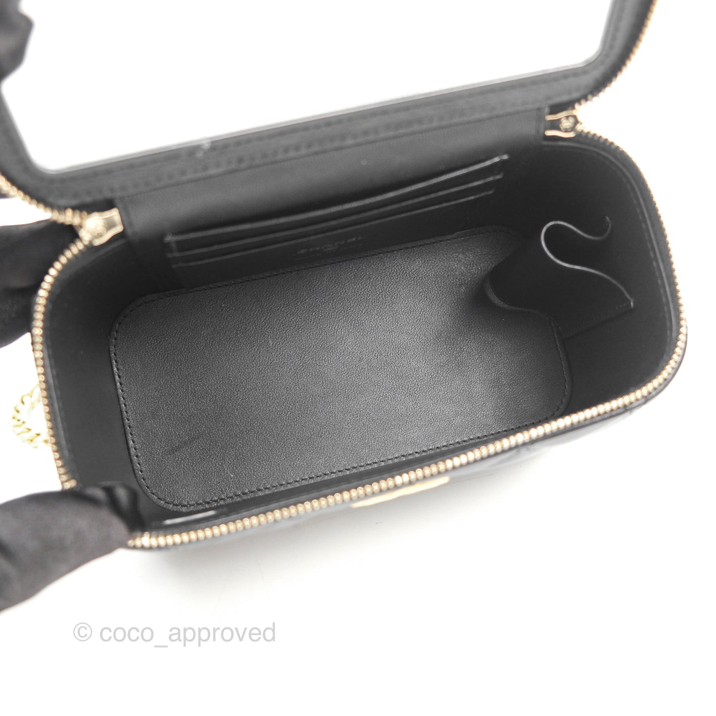 Chanel Vanity with Adjustable Chain Black Lambskin Aged Gold Hardware