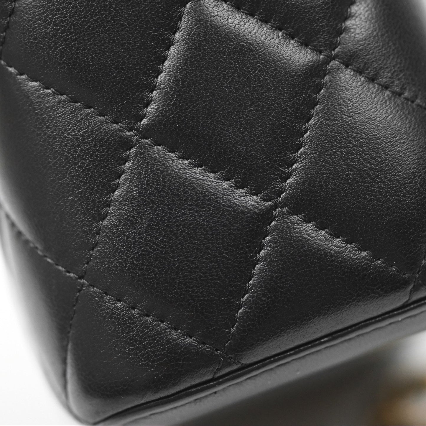 Chanel Vanity Rectangular with Top Handle Black Lambskin Aged Gold Hardware