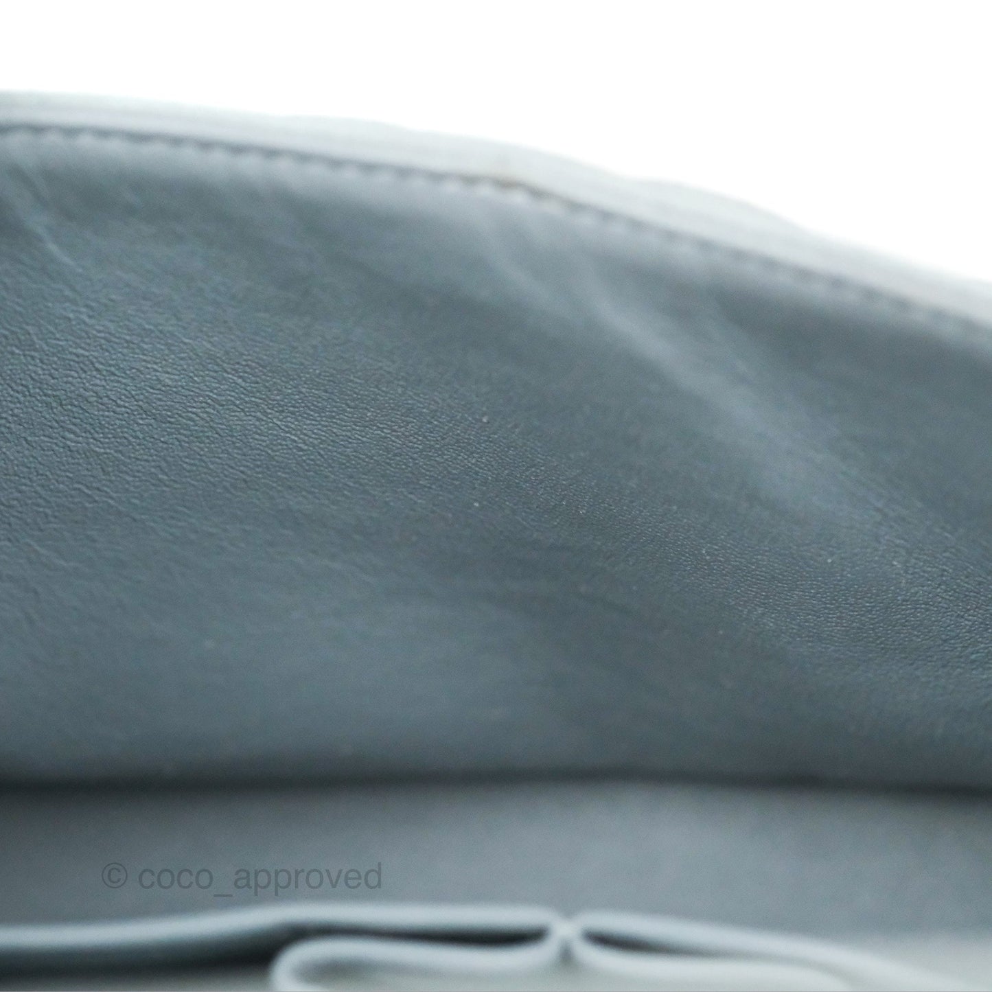 Chanel Classic M/L Medium Flap Quilted Light Grey Blue Caviar Silver Hardware