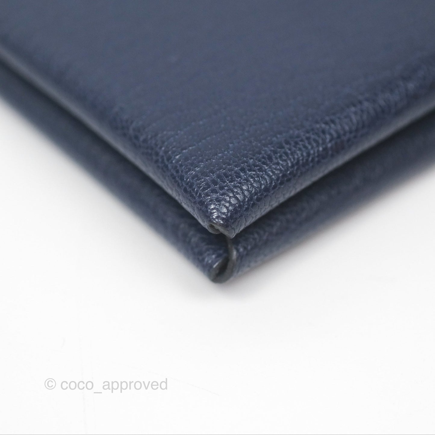 Hermès Calvi Card Holder Bleu Nuit 2Z Chevre Mysore