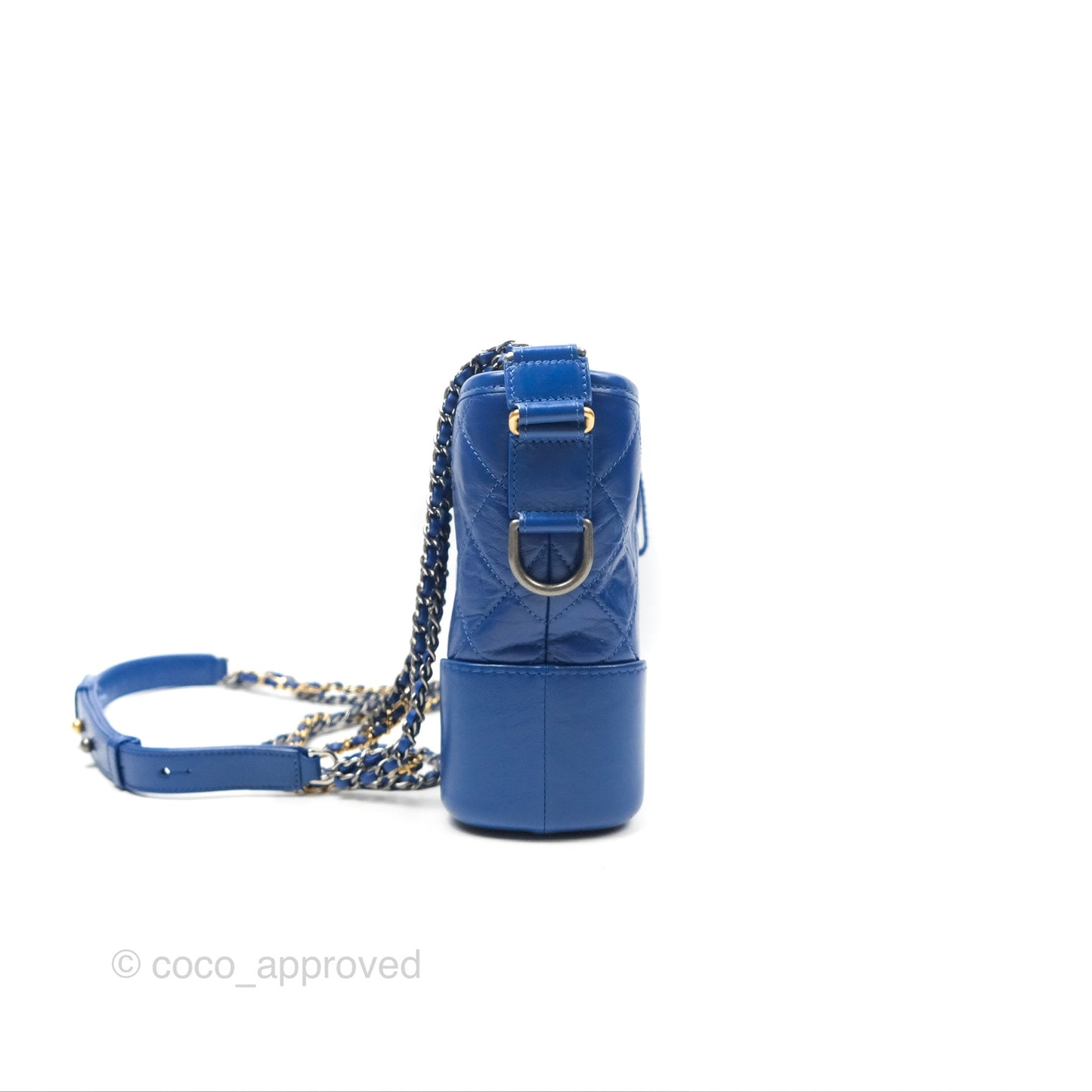 Chanel Quilted Medium Gabrielle Logo Handle Hobo Blue Aged Calfskin