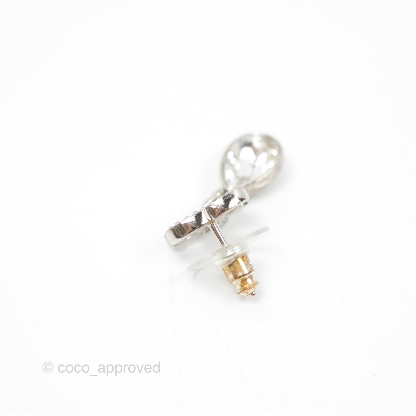 Chanel Crystal CC Tear Resin Drop Earrings Silver Hardware 21K