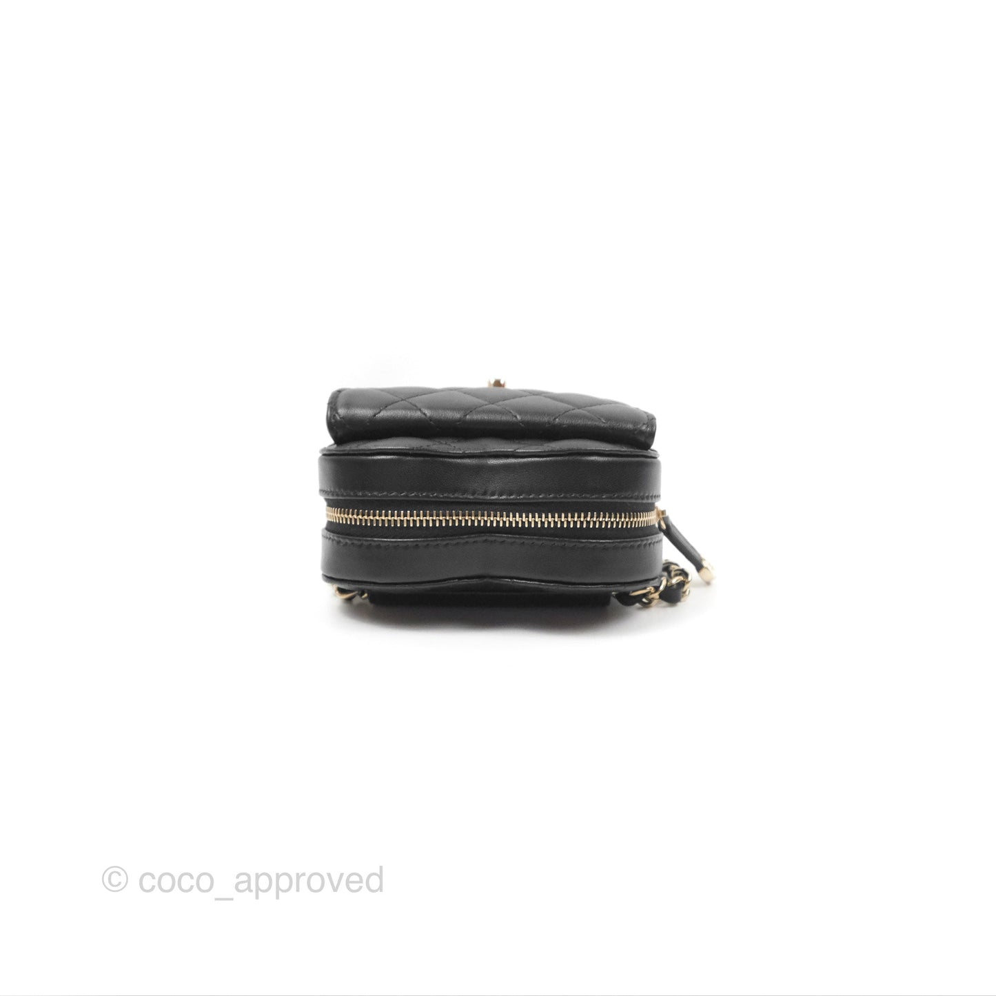 Chanel Mini Heart Belt Bag Black Lambskin Gold Hardware 22S