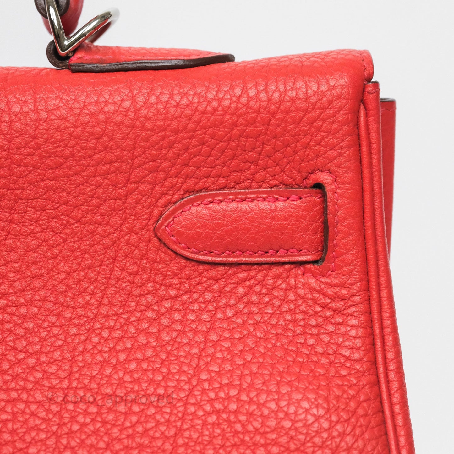 Hermès Kelly 35 Retourne Red Togo Palladium Hardware