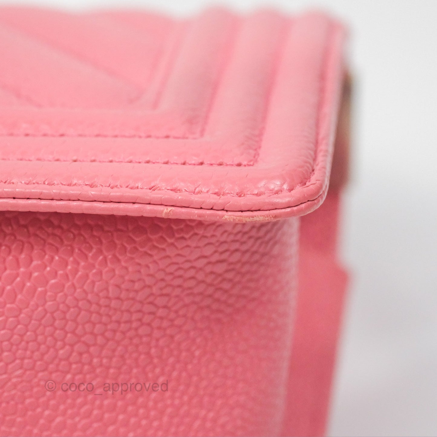 Chanel Small Boy Chevron Pink Caviar Silver Hardware