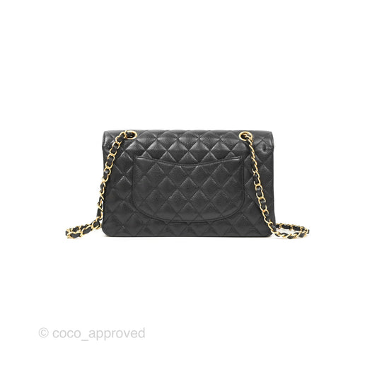 Chanel Classic M/L Medium Flap Quilted Black Caviar Gold Hardware