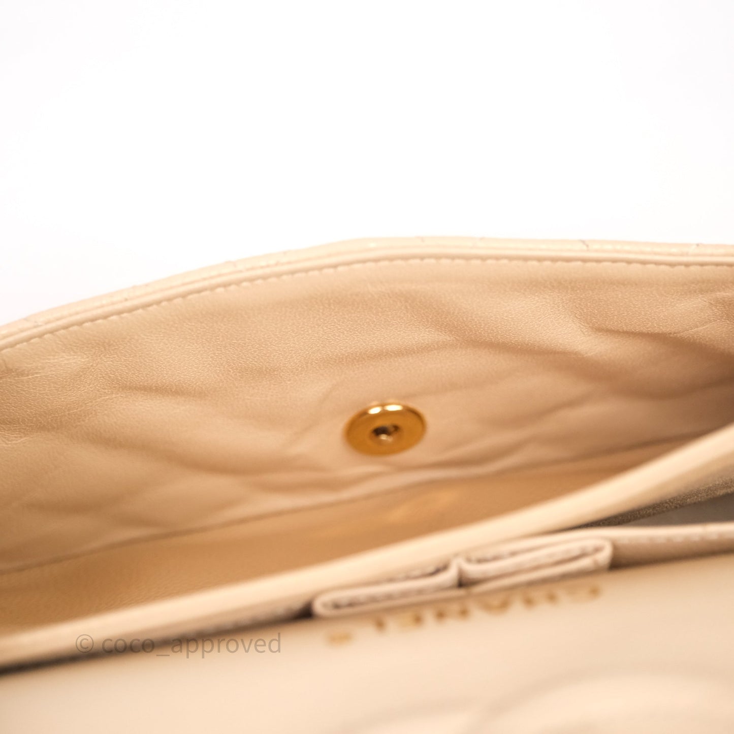 Chanel Classic M/L Medium Flap Quilted Beige Caviar Gold Hardware