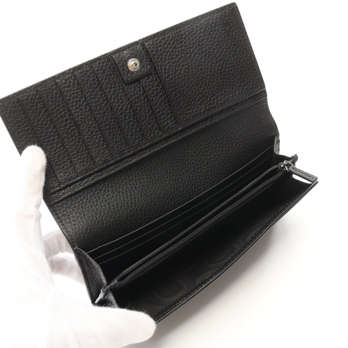 Luxury Gucci Trending 2025 Bi-fold Long Wallet Leather Black Logo