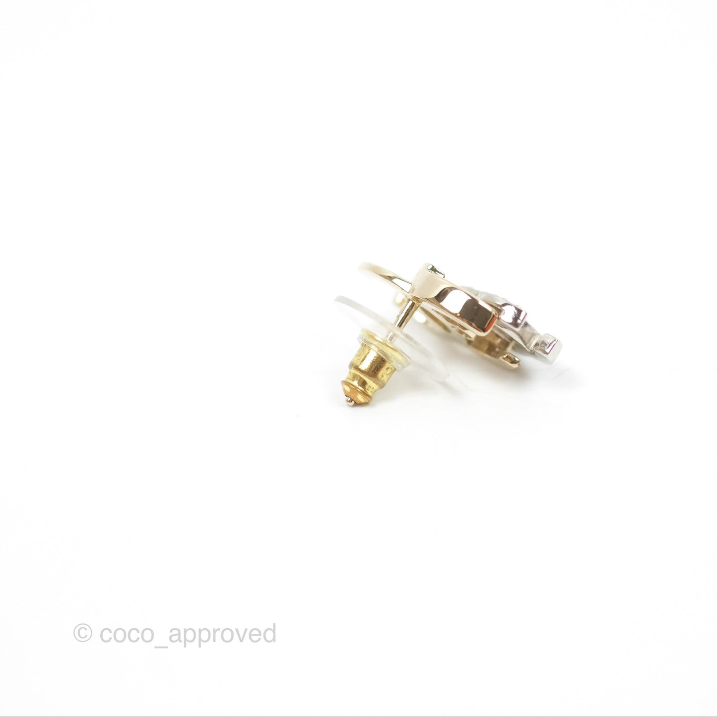 Chanel Double Crystal CC Earrings Silver & Gold Tone 21A