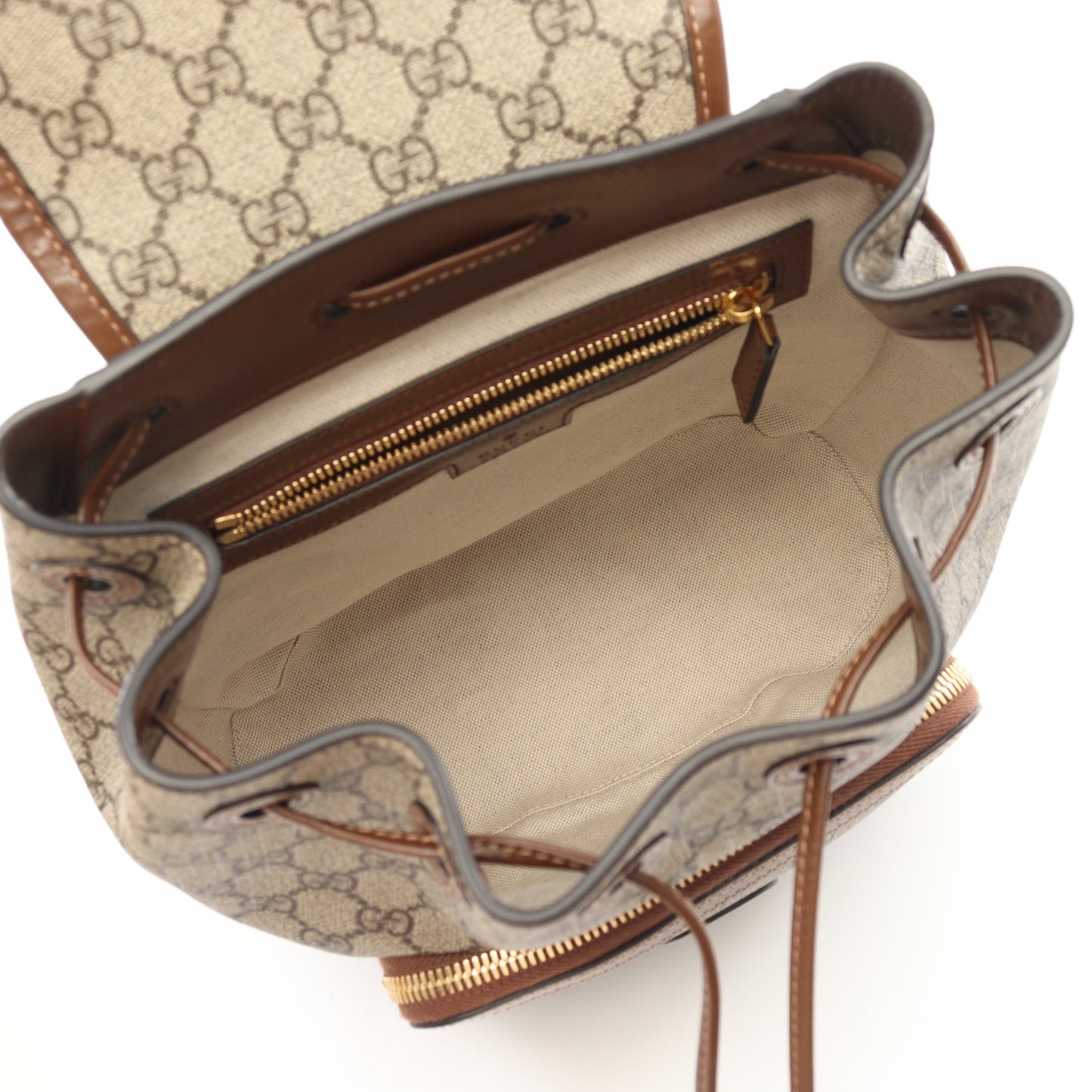 Luxury Gucci Trending 2025 Interlocking G GG Supreme Backpack Rucksack PVC Leather Beige Brown