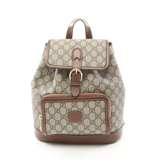 Luxury Gucci Trending 2025 Interlocking G GG Supreme Backpack Rucksack PVC Leather Beige Brown