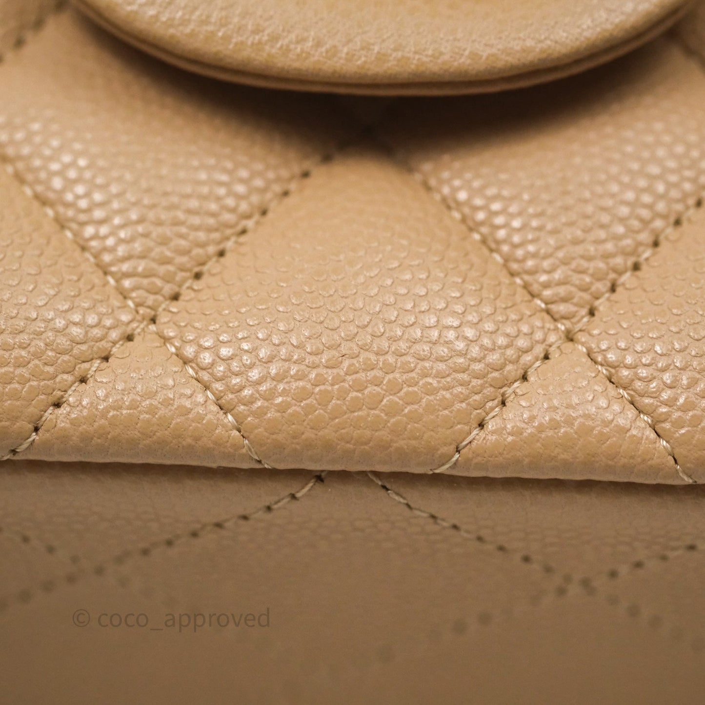 Chanel Classic Small S/M Quilted Flap Beige Caviar Gold Hardware