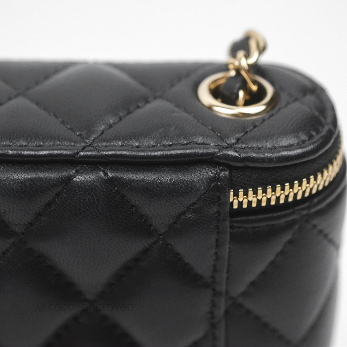 Chanel Classic Mini Vanity With Chain Black Lambskin Gold Hardware