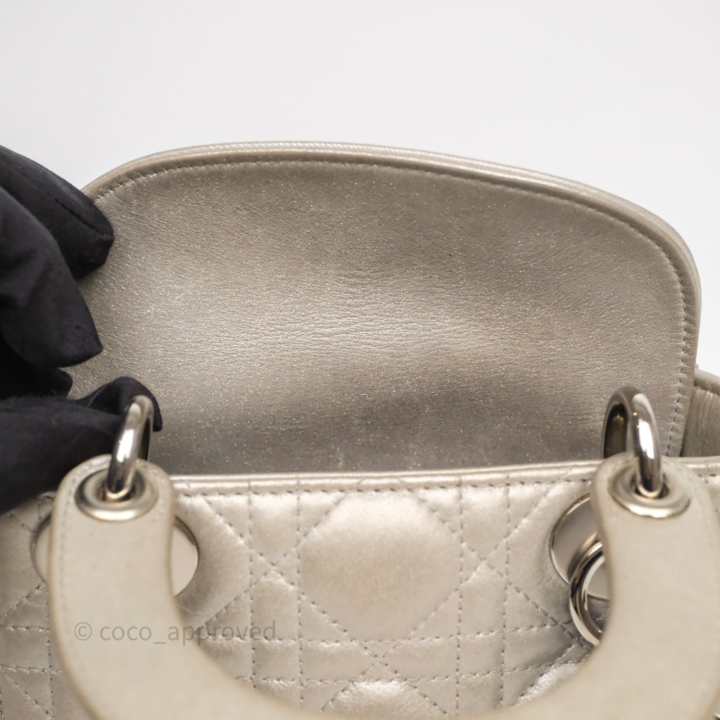 Christian Dior Mini Lady Dior Metallic Silver Nubuck Silver Hardware
