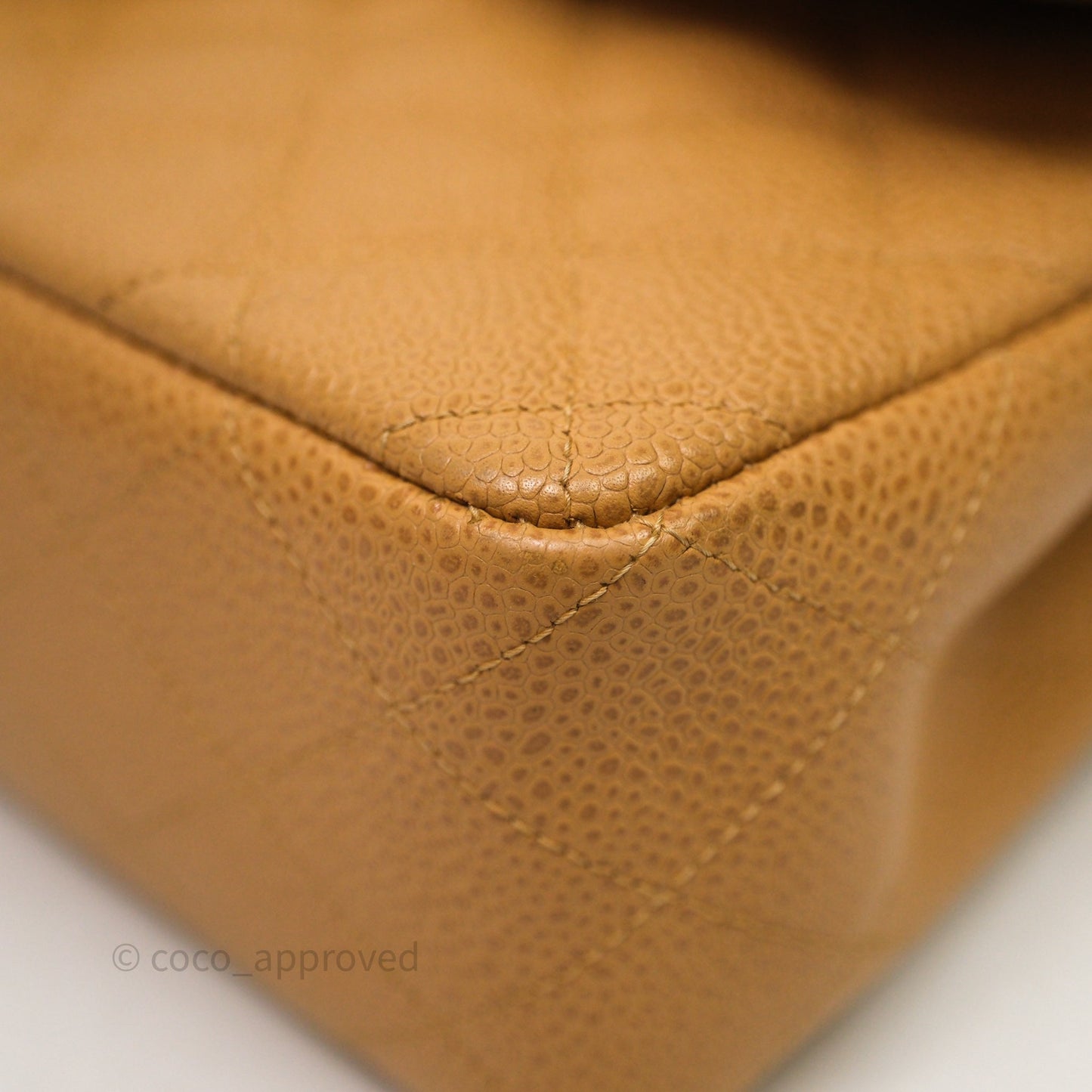 Chanel Vintage Medium Classic Flap Beige Caviar 24K Gold Hardware
