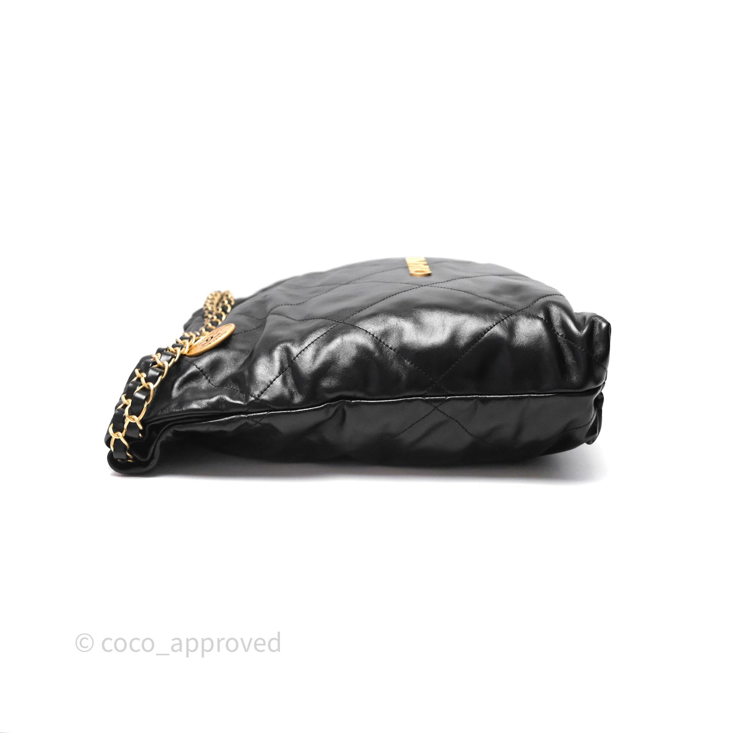 Chanel 22 Bag Medium Black Crumpled Calfskin Aged Gold Hardware