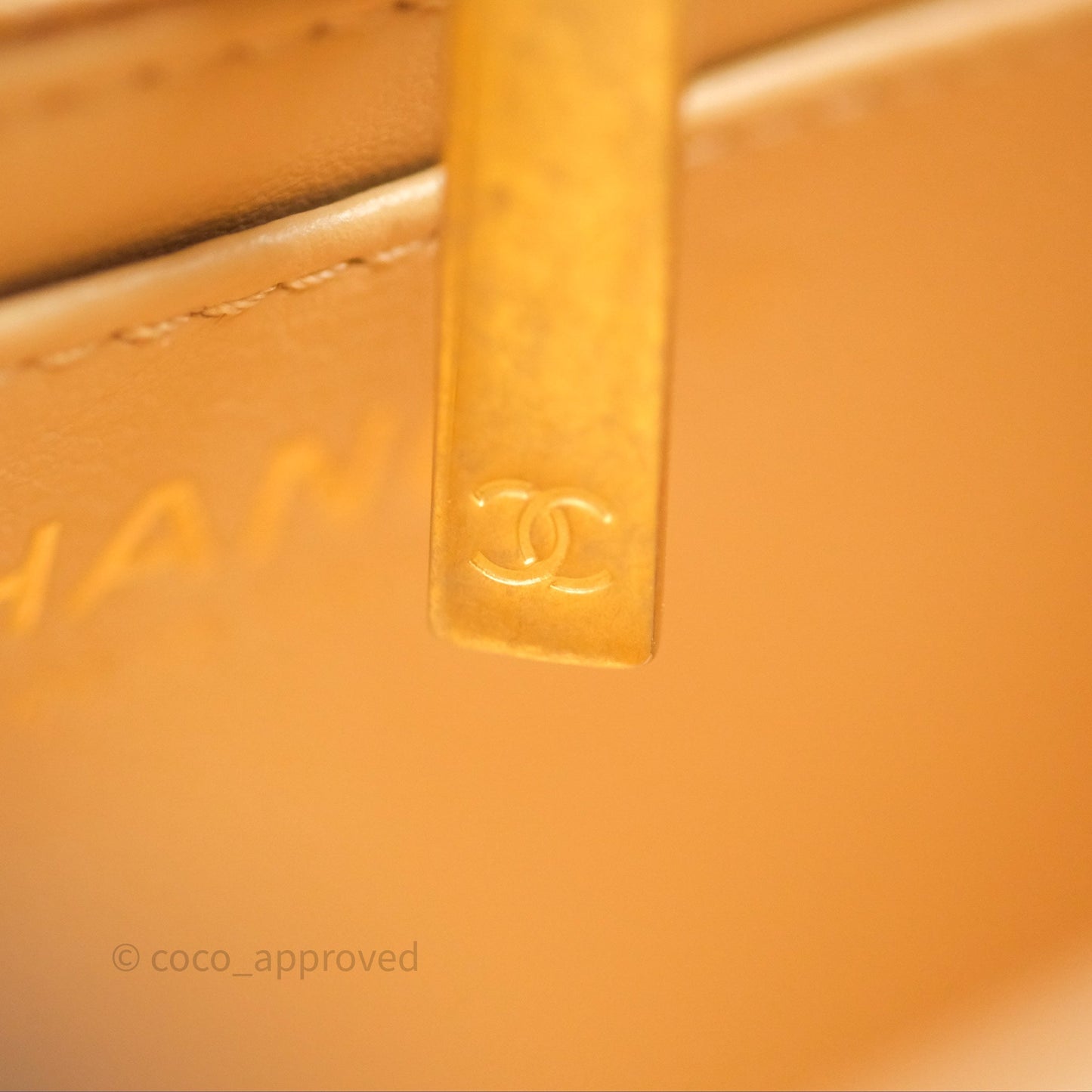 Chanel Pearl Crush Mini Square Quilted Beige Lambskin Aged Gold Hardware