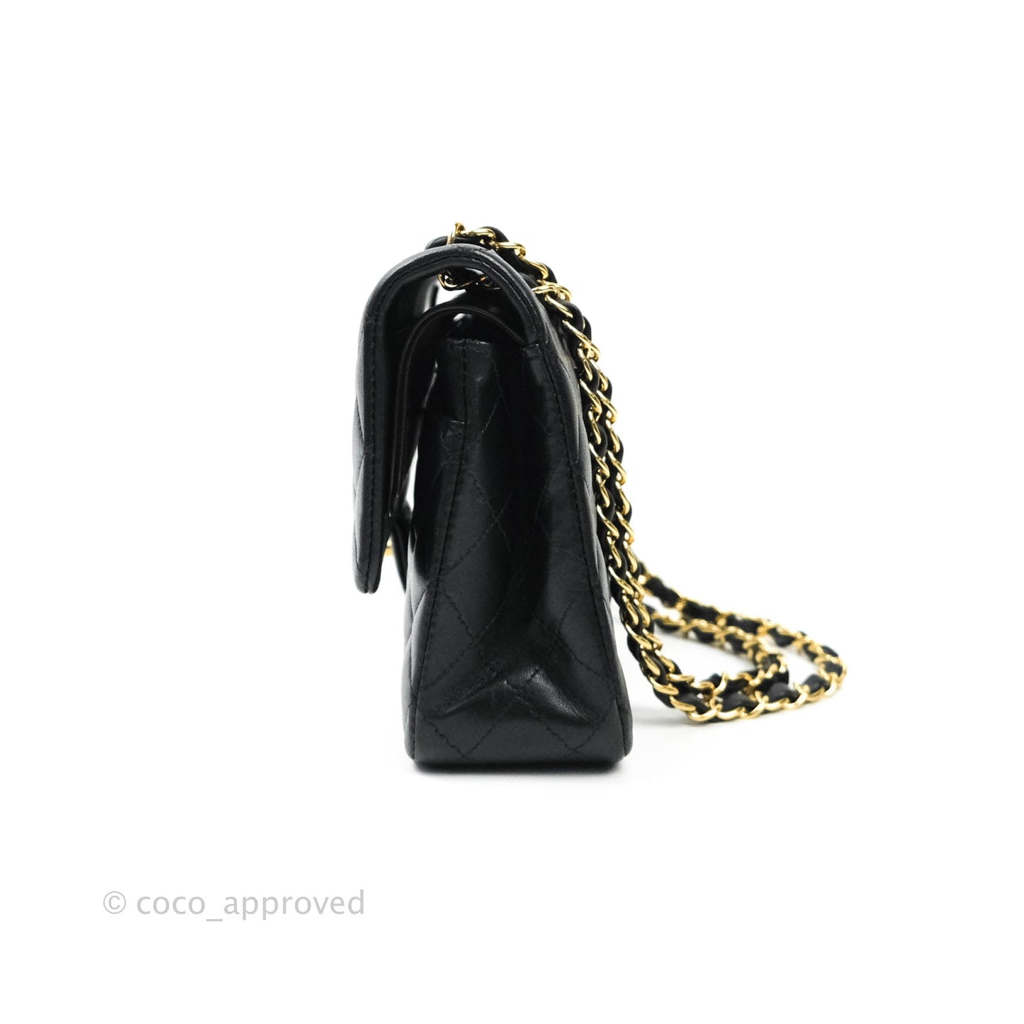 Chanel Classic M/L Medium Double Flap Black Lambskin Gold Hardware