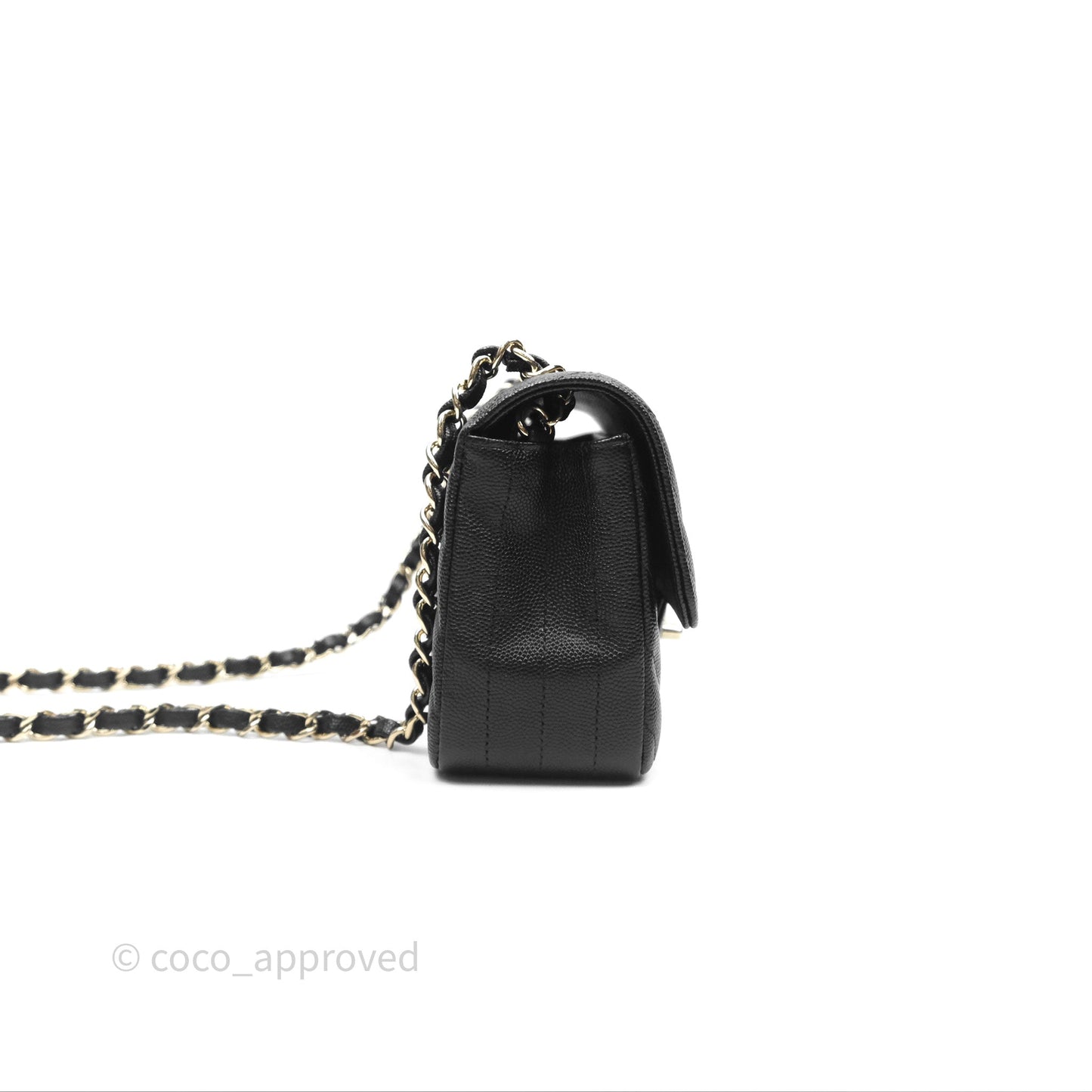 Chanel Chevron Mini Rectangular Flap Black Caviar Gold Hardware