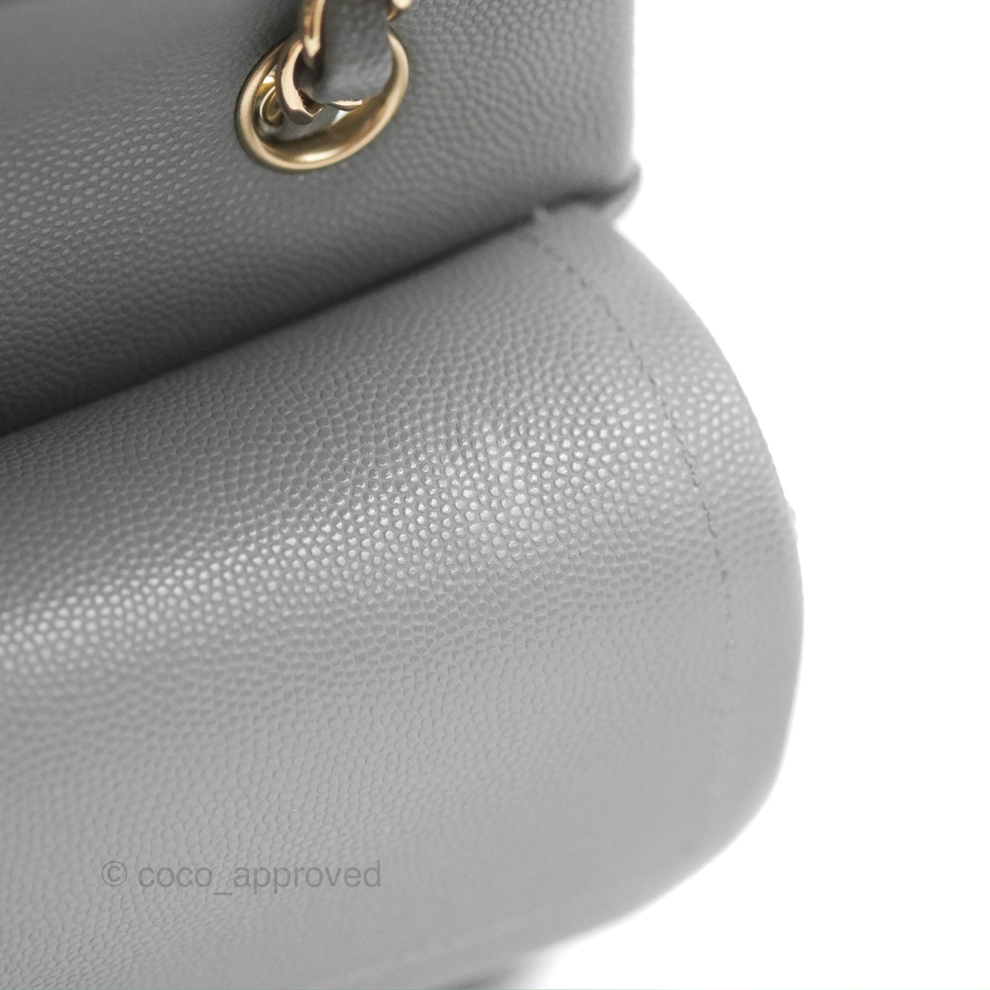 Chanel Small Classic Quilted Flap Grey Caviar Gold Hardware 20C