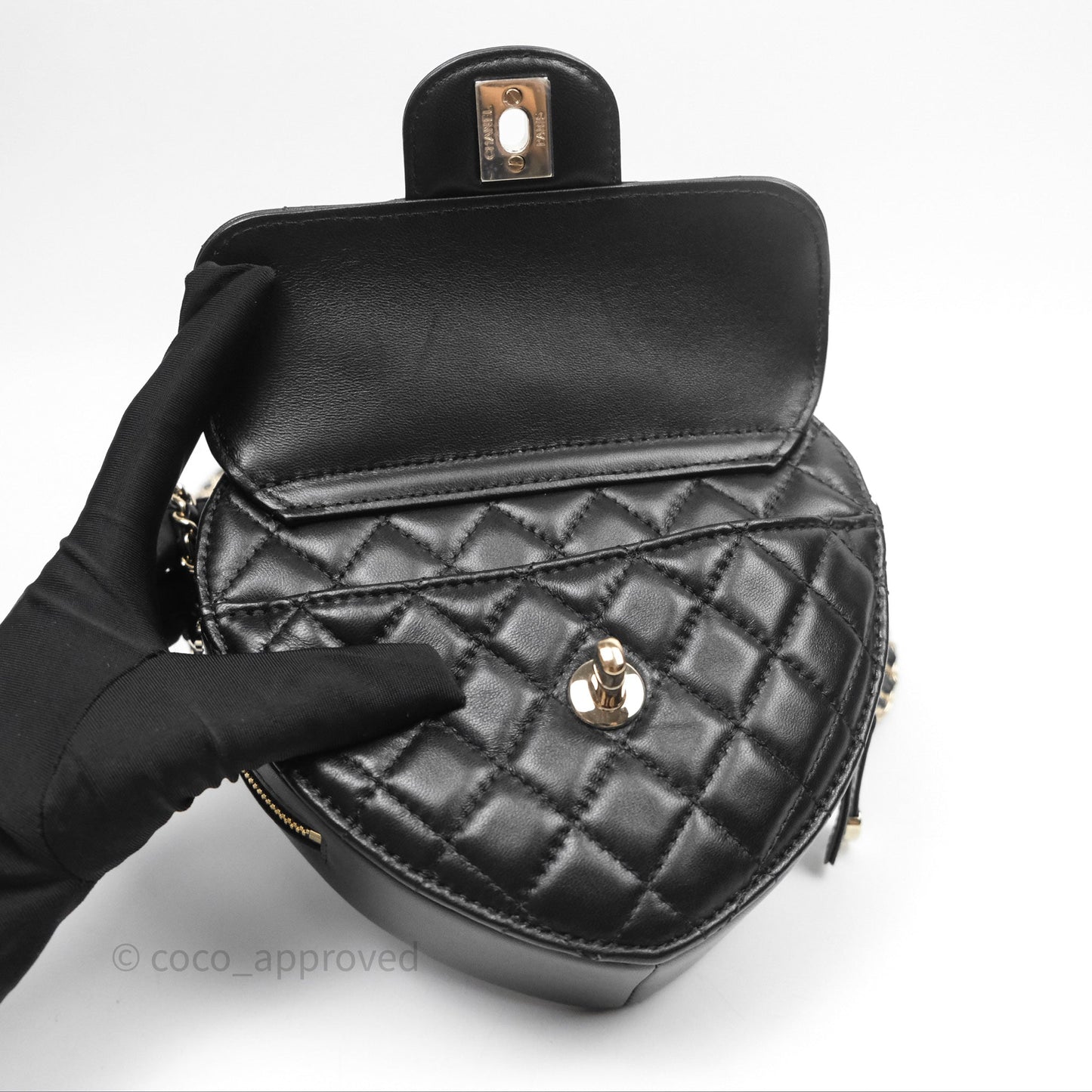 Chanel Large Heart Bag Black Lambskin Gold Hardware 22S