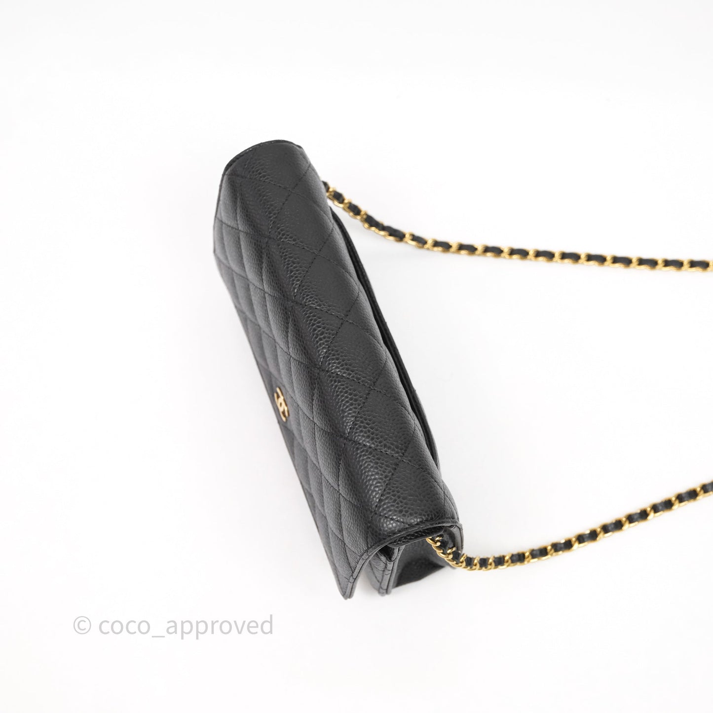 Chanel Classic Wallet On Chain WOC Quilted Black Caviar Gold Hardware