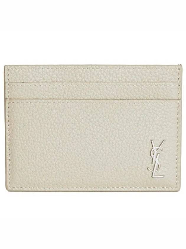 Luxury Saint Laurent Casandre Small Grain Leather Card Wallet Sea Salt