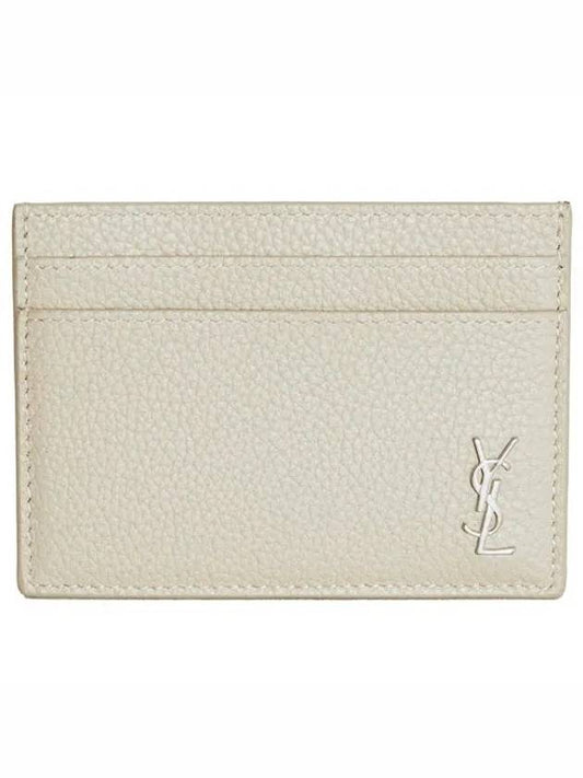 Luxury Saint Laurent Casandre Small Grain Leather Card Wallet Sea Salt