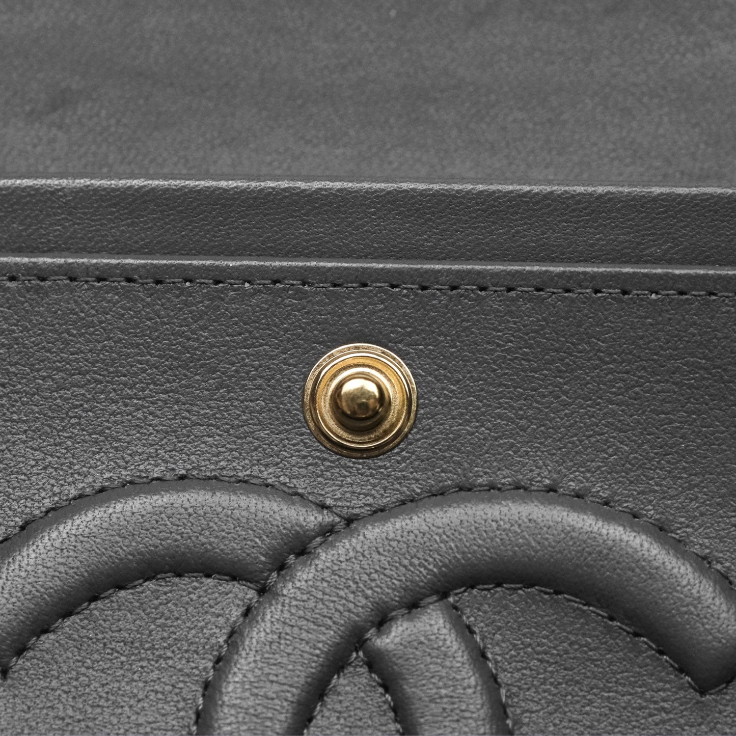 Chanel Classic M/L Medium Flap Quilted Grey Lambskin Gold Hardware