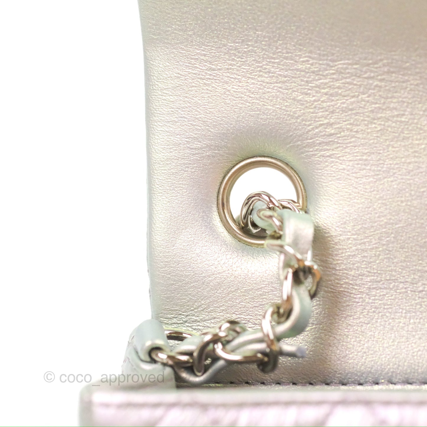 Chanel Quilted Mini Rectangular Iridescent Lilac Calfskin Silver Hardware