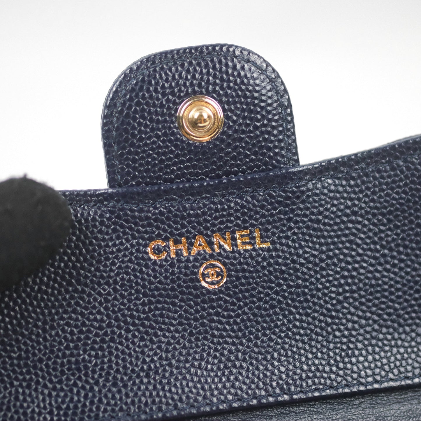 Chanel Classic Short Flap Wallet Navy Caviar Gold Hardware