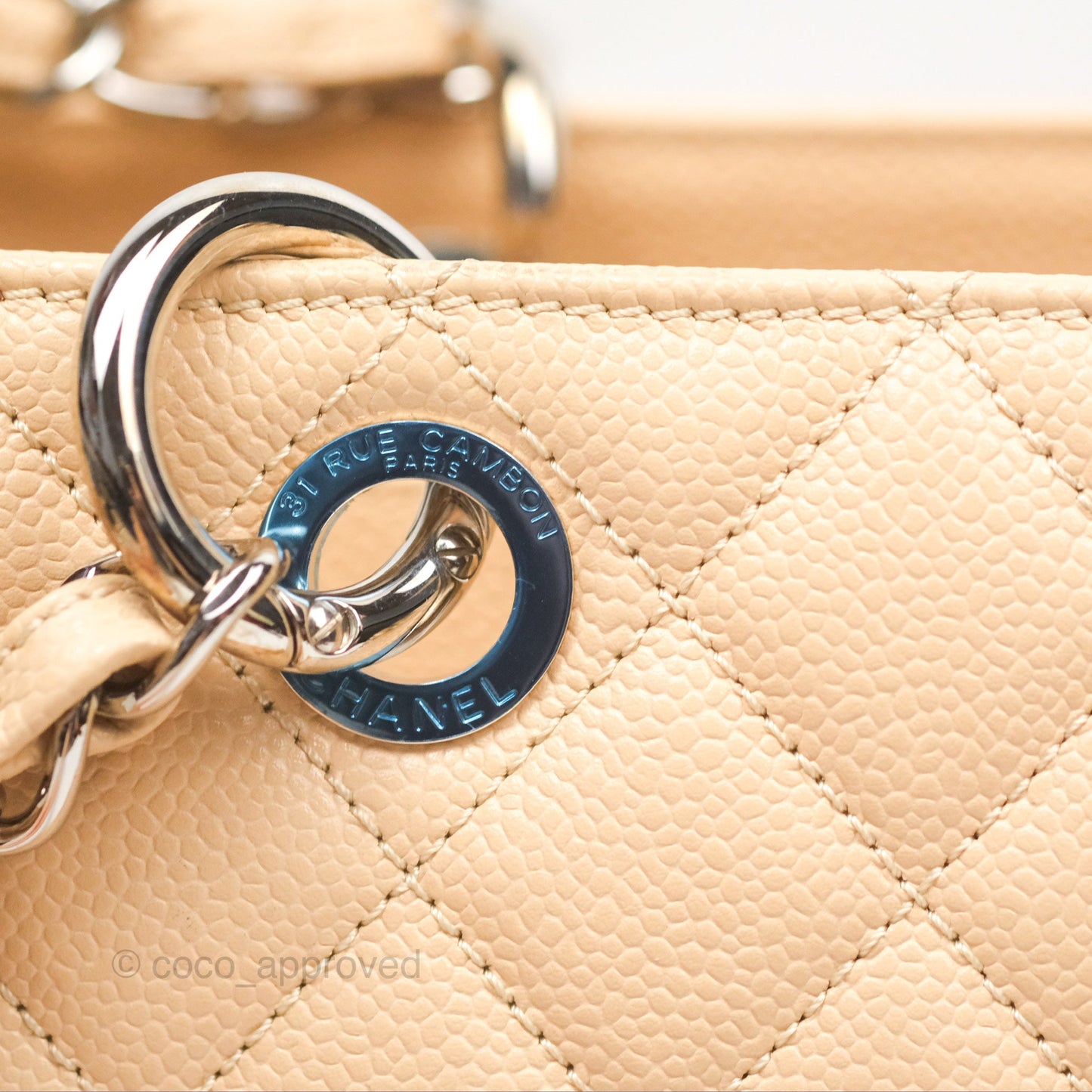 Chanel GST Beige Caviar Silver Hardware