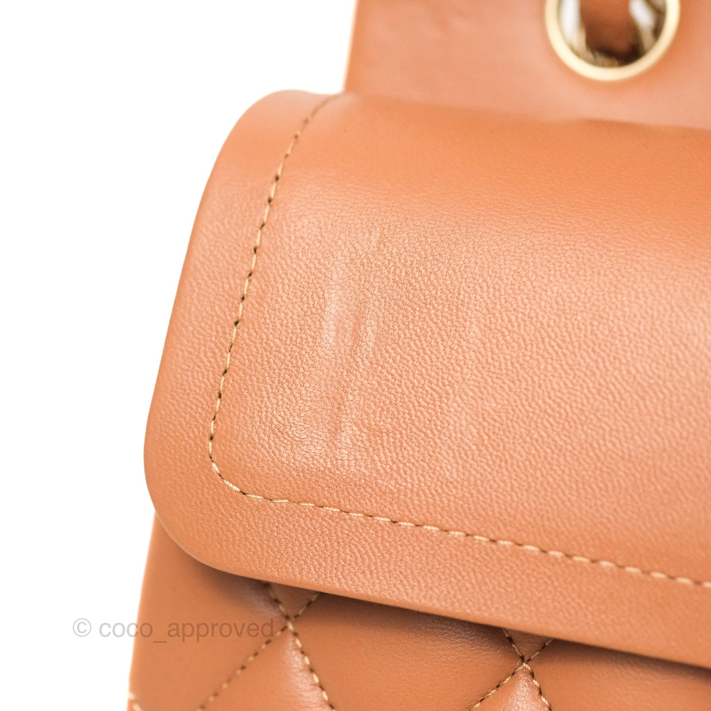 Chanel Small Classic Quilted Flap Dark Beige Caramel Lambskin Gold Hardware