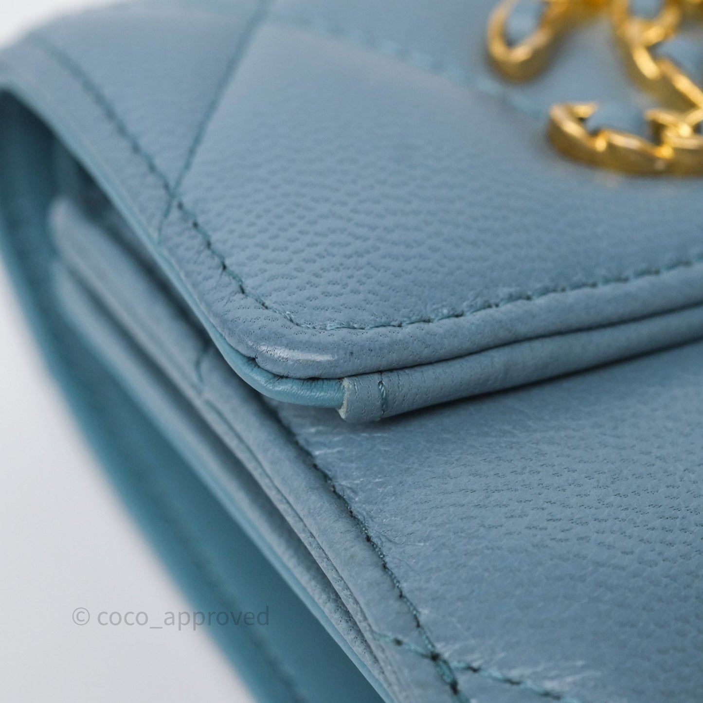 Chanel 19 Short Flap Wallet Cloud Blue Lambskin
