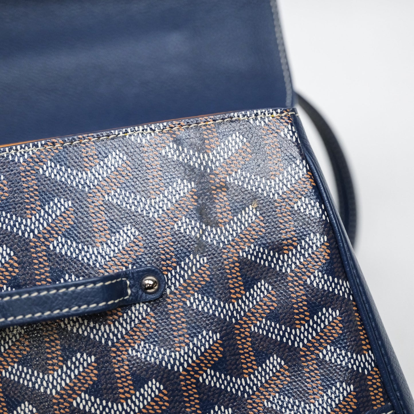 Goyard Saïgon Mini Bag Chevroches Calfskin Navy Silver Hardware