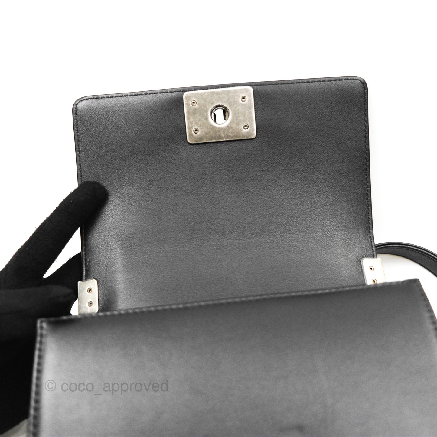 Chanel Small Boy Quilted Black Calfskin Ruthenium Hardware