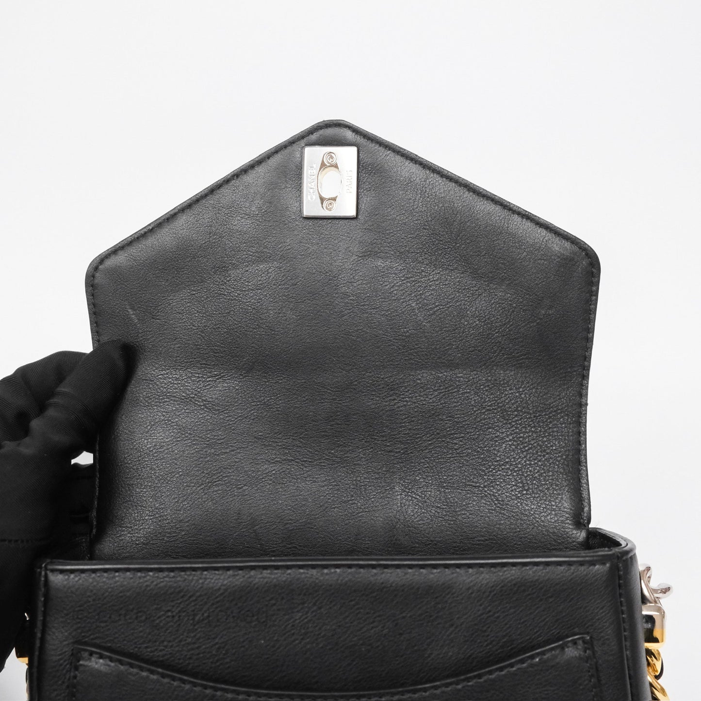 Chanel Small Precious Union Flap Black Calfskin Gold & Silver Hardware
