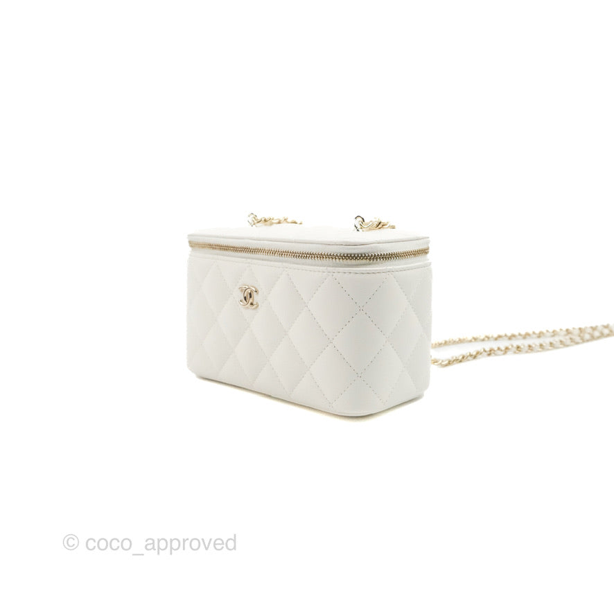 Chanel Ball Crush Vanity with Chain White Lambskin Gold Hardware