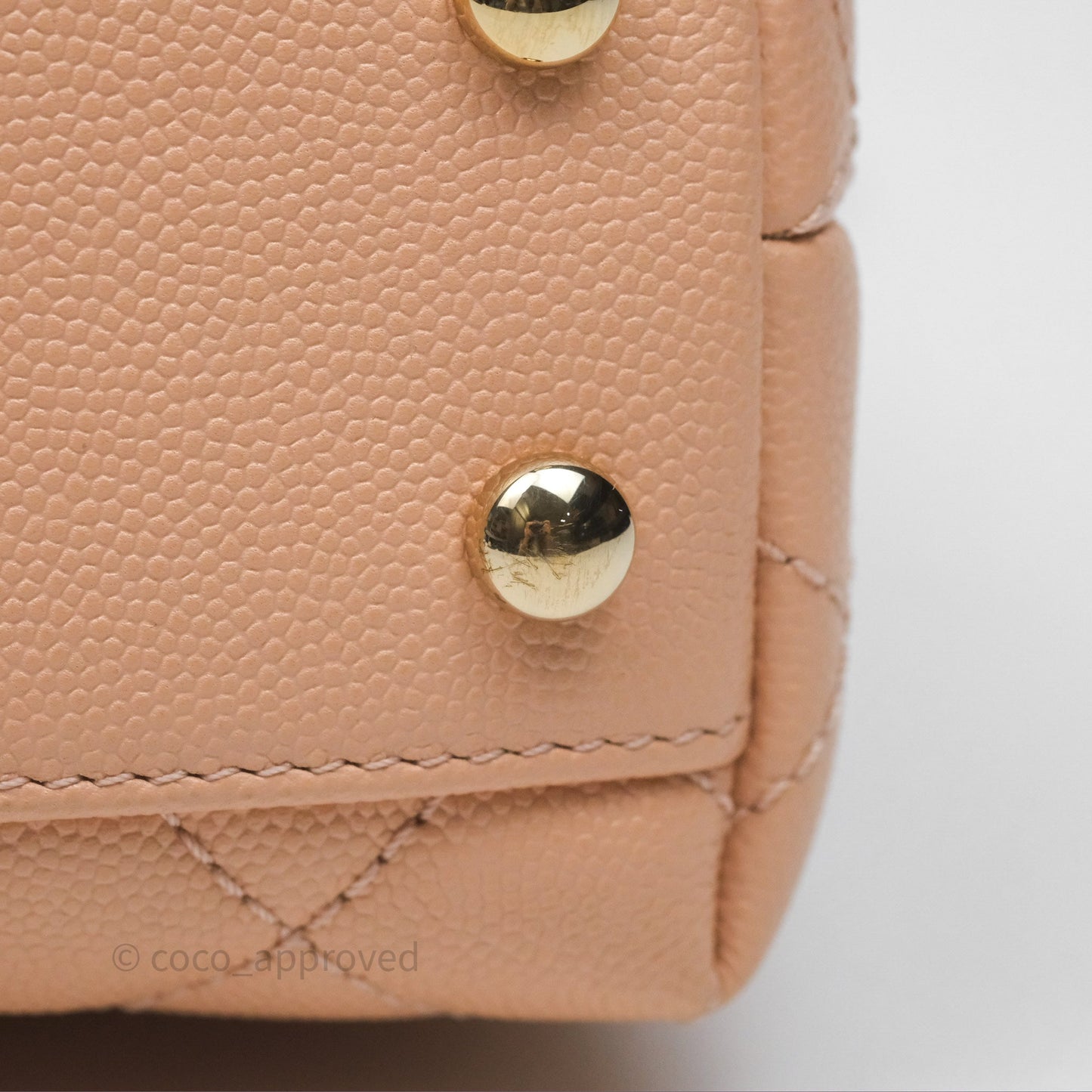 Chanel Small Coco Handle Quilted Pink Beige Caviar Gold Hardware