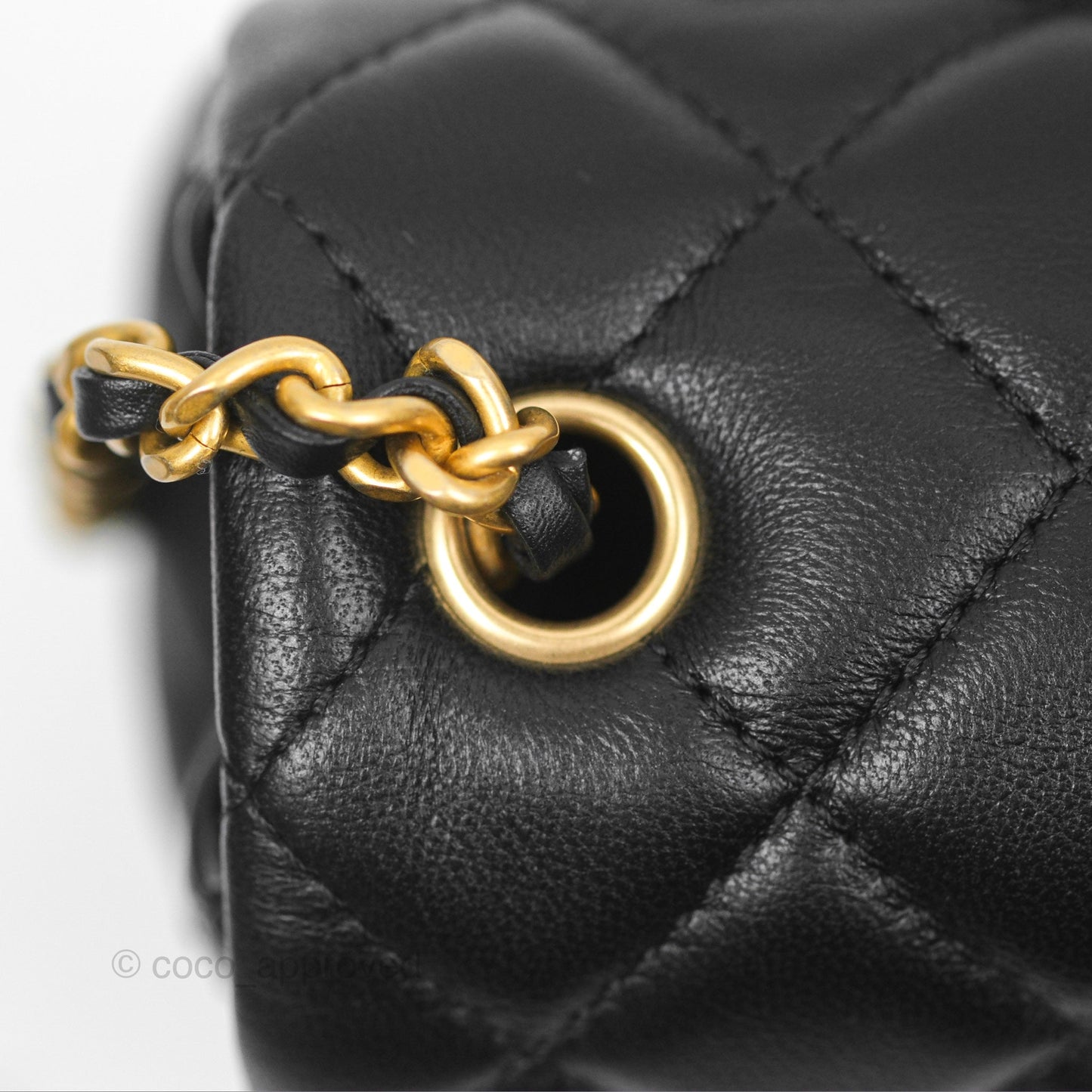 Chanel Pearl Crush Mini Rectangular Quilted Black Lambskin Aged Gold Hardware