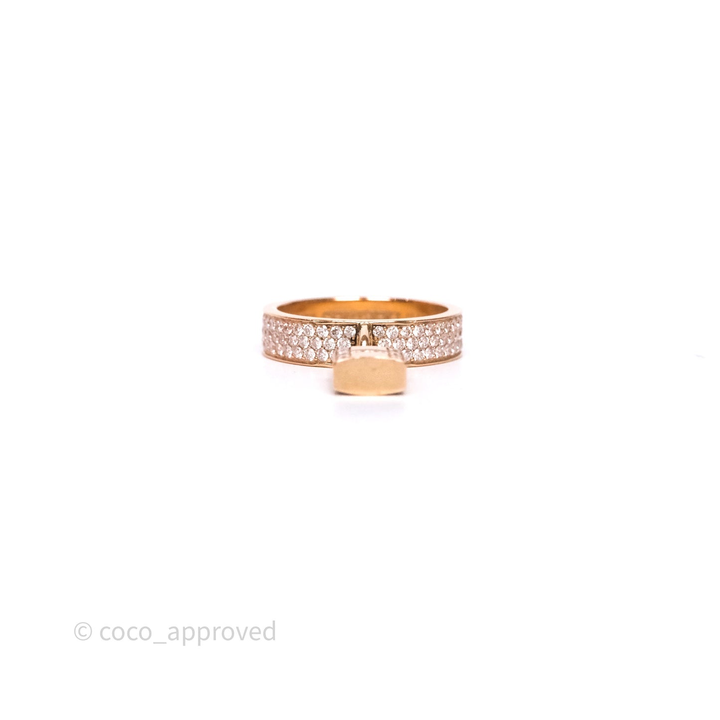 Hermès Kelly Cadenas Ring Rose Gold Diamonds Size 50
