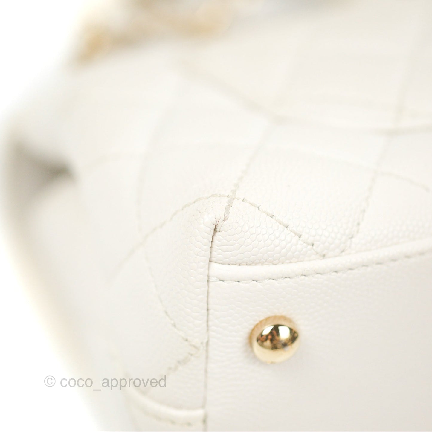 Chanel Mini Coco Handle Quilted Ivory White Caviar Gold Hardware
