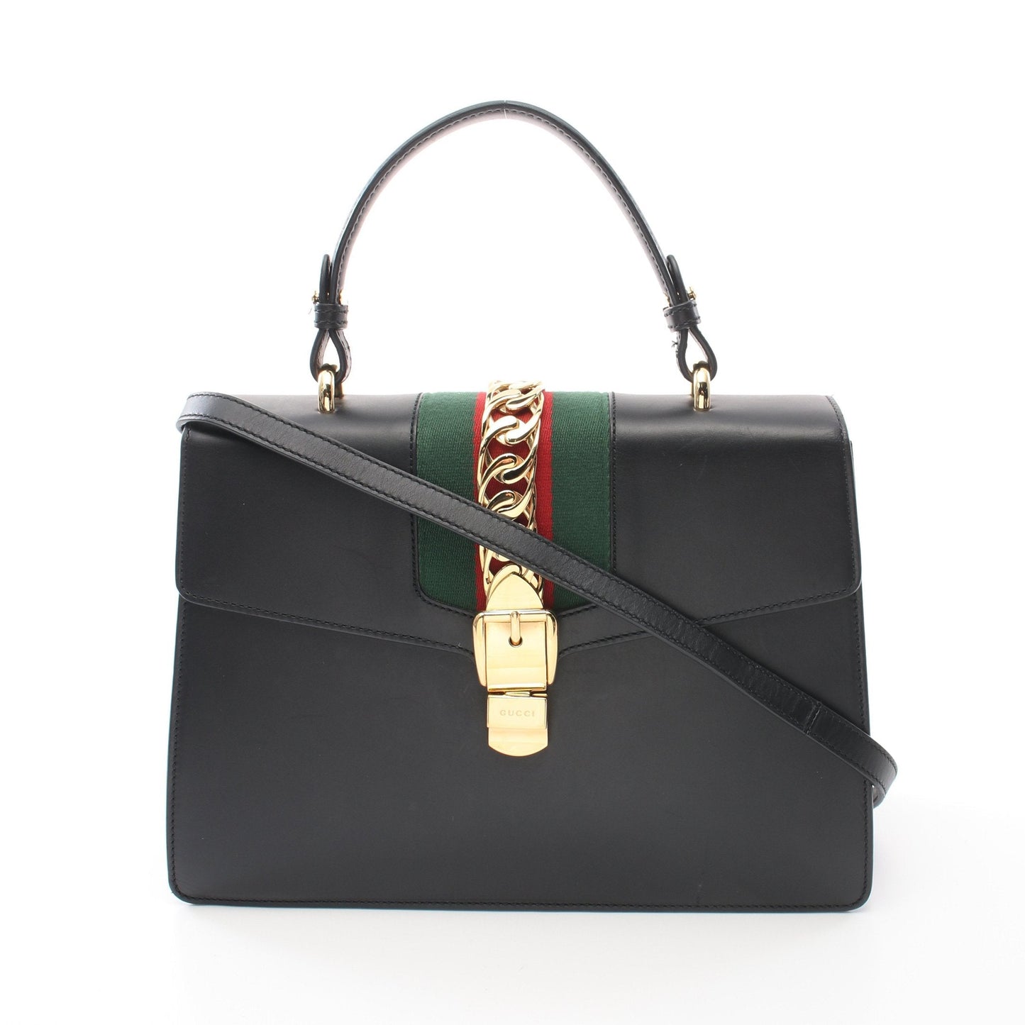 Luxury Gucci Trending 2025 Sylvie Sherry line Handbag Leather Black Multicolor 2WAY