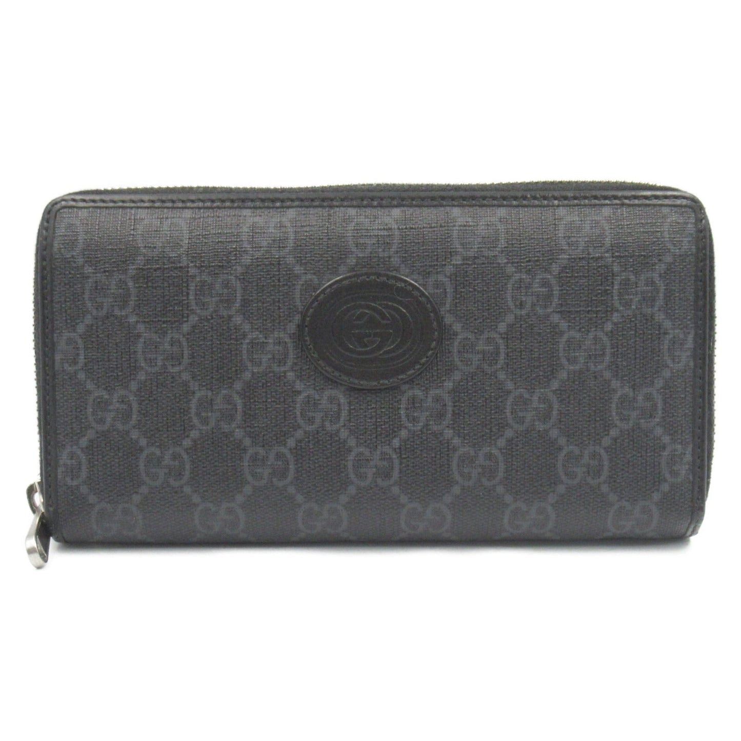 Luxury Gucci Trending 2025 Interlocking G Round long wallet Round zipper long wallet PVC Coated Canvas Black