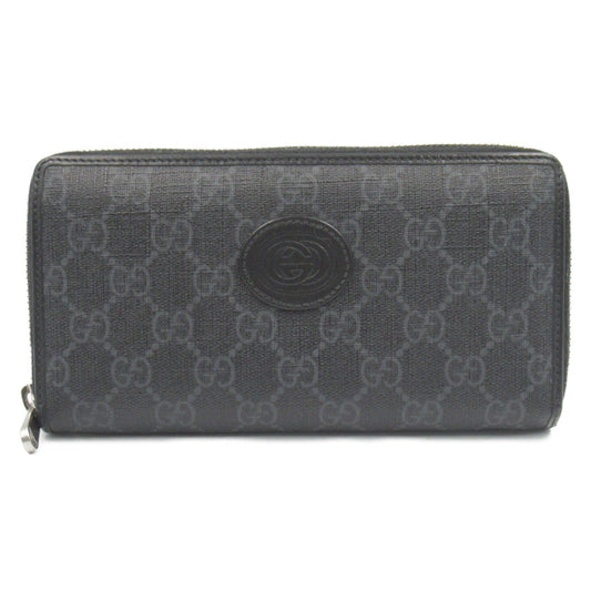 Luxury Gucci Trending 2025 Interlocking G Round long wallet Round zipper long wallet PVC Coated Canvas Black