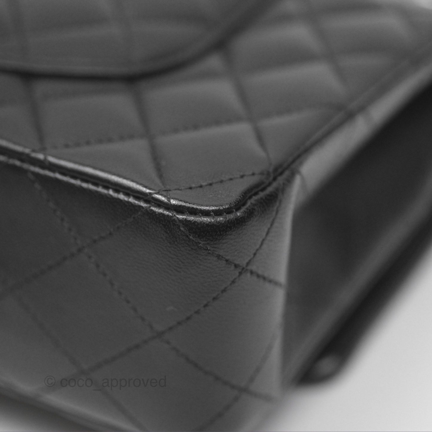 Chanel M/L Medium Classic Flap Quilted Black Lambskin Silver Hardware