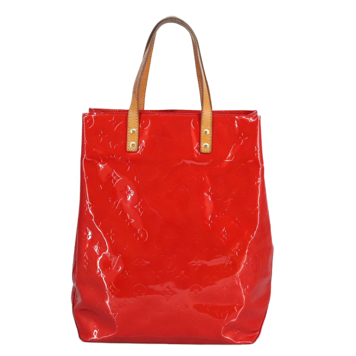 LOUIS VUITTON Monogram Vernis Reade MM Hand Bag Red Rouge M91086 LV 96777
