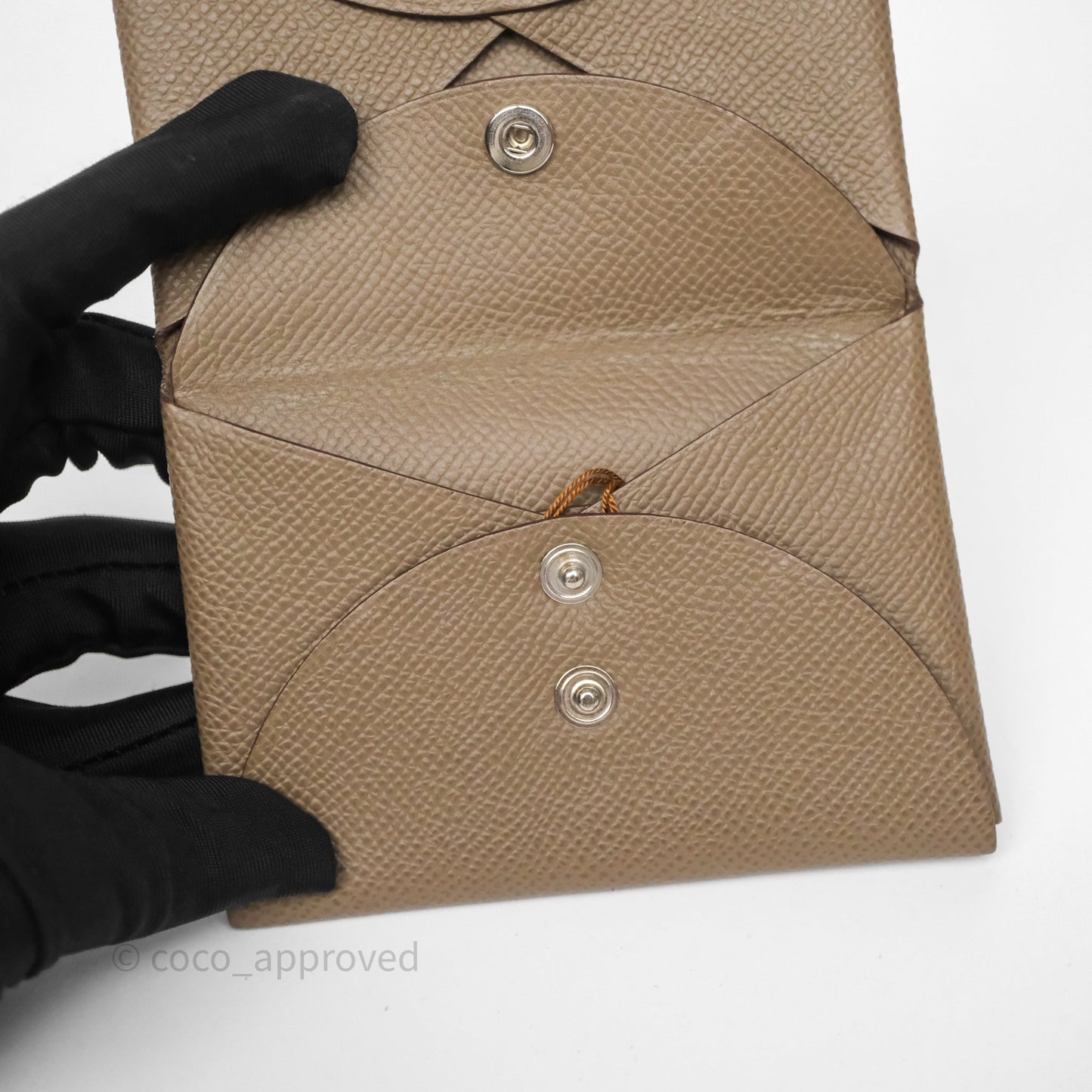 Hermès Calvi Duo Compact Card Holder Etoupe 18 Epsom