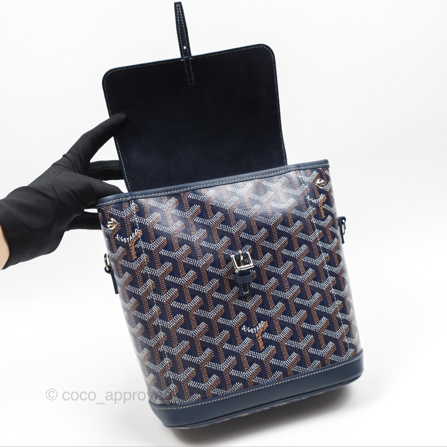 Goyard Mini Alpin Backpack Navy Blue Goyardine Calfskin